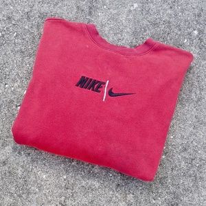 Vintage Nike Sweatshirt Size Large Red Crewneck Center Check Swoosh Logo Shirt